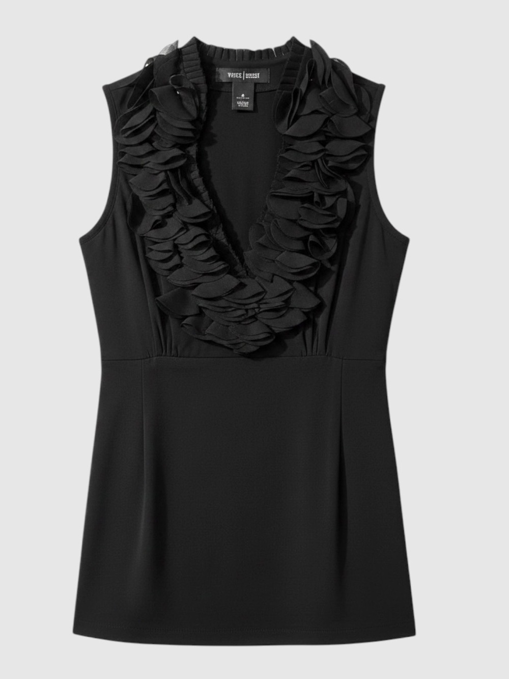 White House Black Market Black Petal Embellished Neck Blouse Women’s Size S